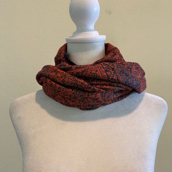 Cejon Scarf Paisley 100% Rayon Orange Multicolor Tassel Hem Winter Accessories - Picture 4 of 7